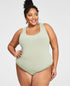 Nina Parker Trendy Plus Size Sleeveless Ribbed Knit Bodysuit
